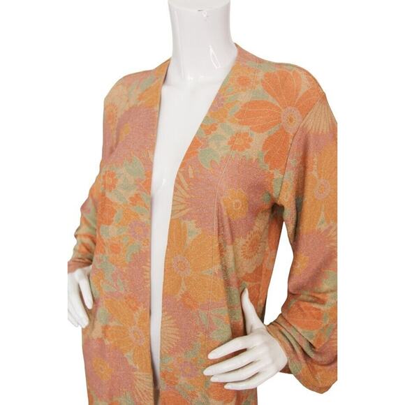 P2F Power 2 the Flower Metallic Swim Coverup Shirt Floral Print Boho NWT Large - Picture 4 of 5